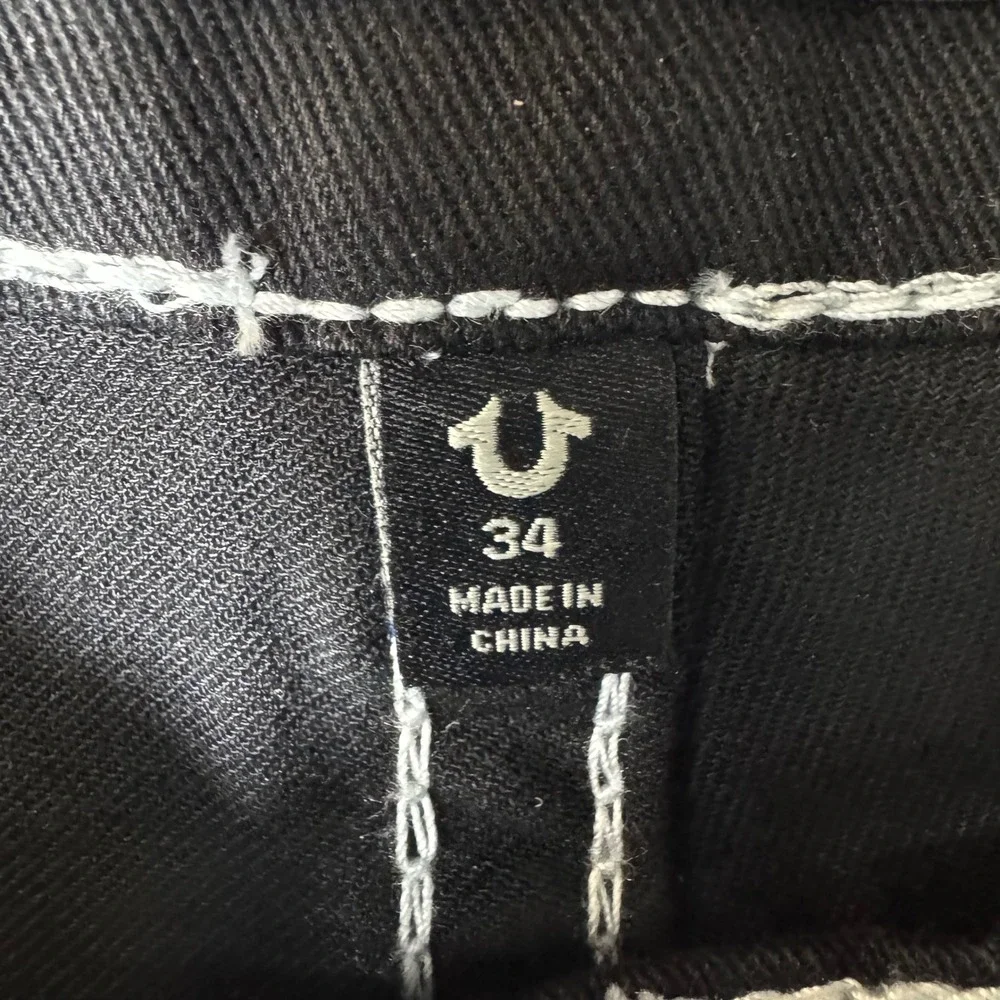 True Religion Ricky Big T NF Men Jeans‎ 34 Black NEW Contrast Stitch 700740